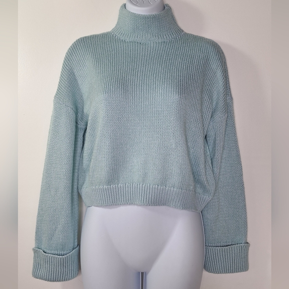 Lovers + Friends Light Blue Vanish Mock Neck Sweater Size Small - Picture 2 of 12